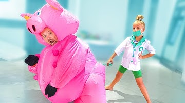 Alice and dad play Boo Boo stories for kids and learn rules of etiquette