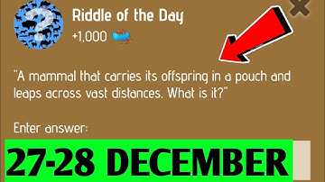 Riddle Of The Day Zoo 27 December | Zoo Riddle Of The Day Code | 27 December Riddle zoo