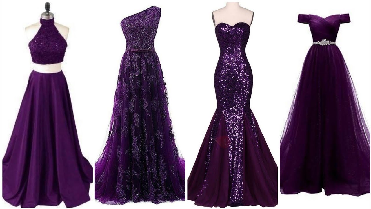 purple colour gown design