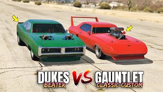 GTA 5 ONLINE - GAUNTLET CLASSIC CUSTOM VS BEATER DUKES (WHICH IS FASTEST?)