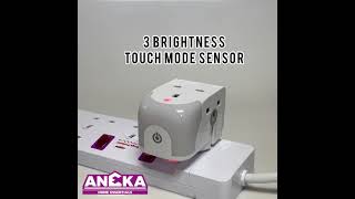 ANEKA 3 Way Adaptor Adapter Plug Socket Outlet Multi with Night Light LED Touch Sensor Lamp