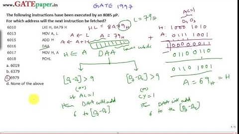 GATE 1997 ECE Program using "DAA" (Decimal Adjust Accumulator)