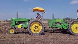 Tandem Tractors John Deere G's Plowing at Half Century of Progress 2023