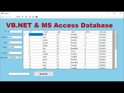 VB.net Connect to access database with insert update delete and search in ms access(without code)