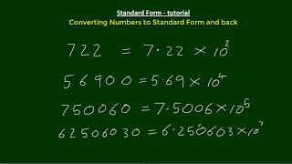 Converting Numbers to Standard Form and back