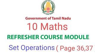 10th Maths Refresher Course Module | 2 Set Operations, Properties of Set Operations | Answers