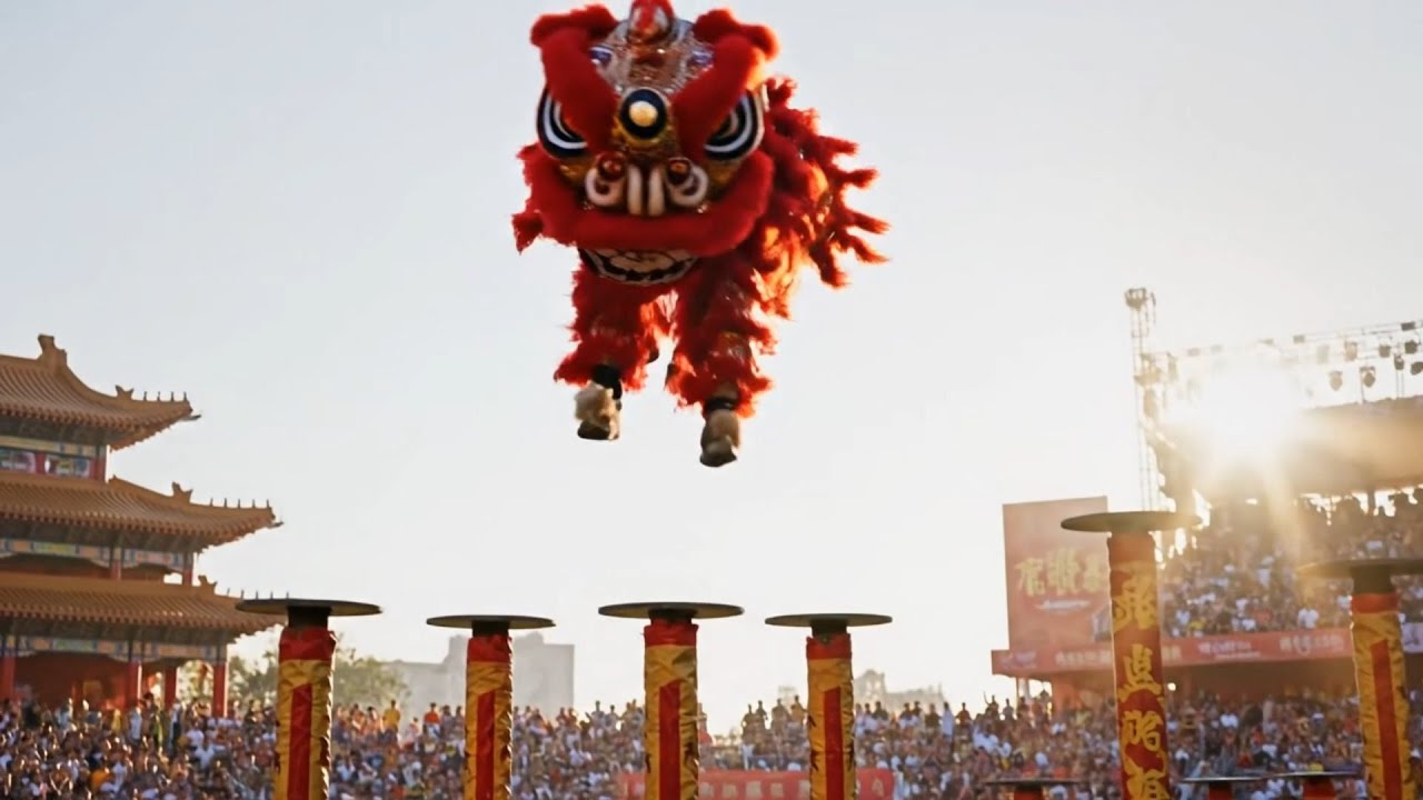 Spectacular Lion Dance Acrobatics | Joyful Music & Dangerous Stunts