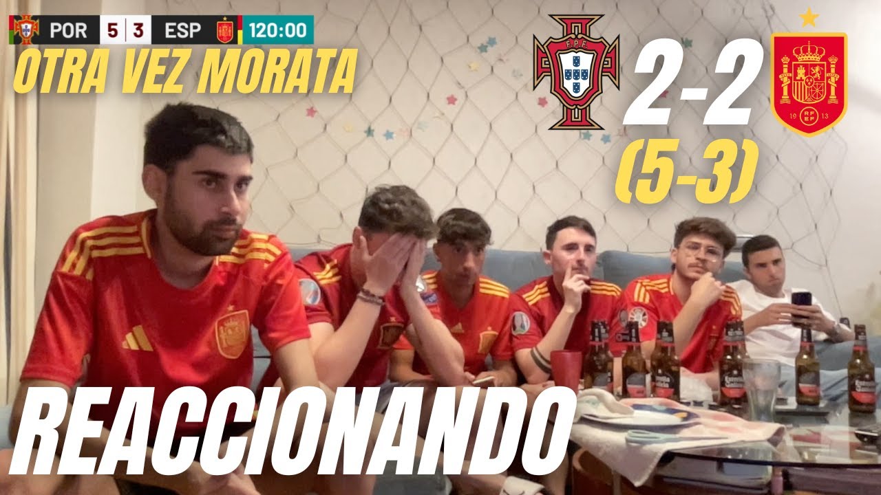 HINCHAS de ESPAÑA REACCIONAN al PORTUGAL 2-2 (5-3) ESPAÑA *OTRA VEZ MORATA* | ALGameHD
