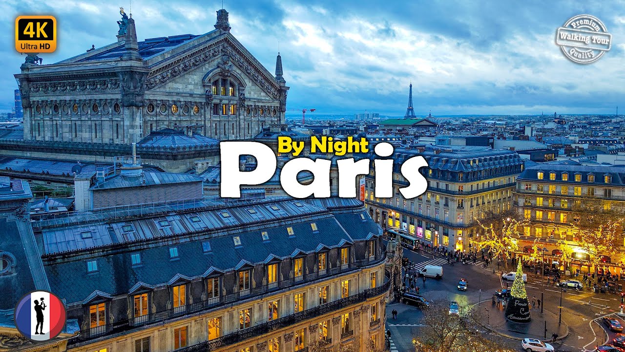 🇫🇷  PARIS Walking Tour By Night - 2025 - Grands Magasins Christmas Lights and Windows - 4K60fps