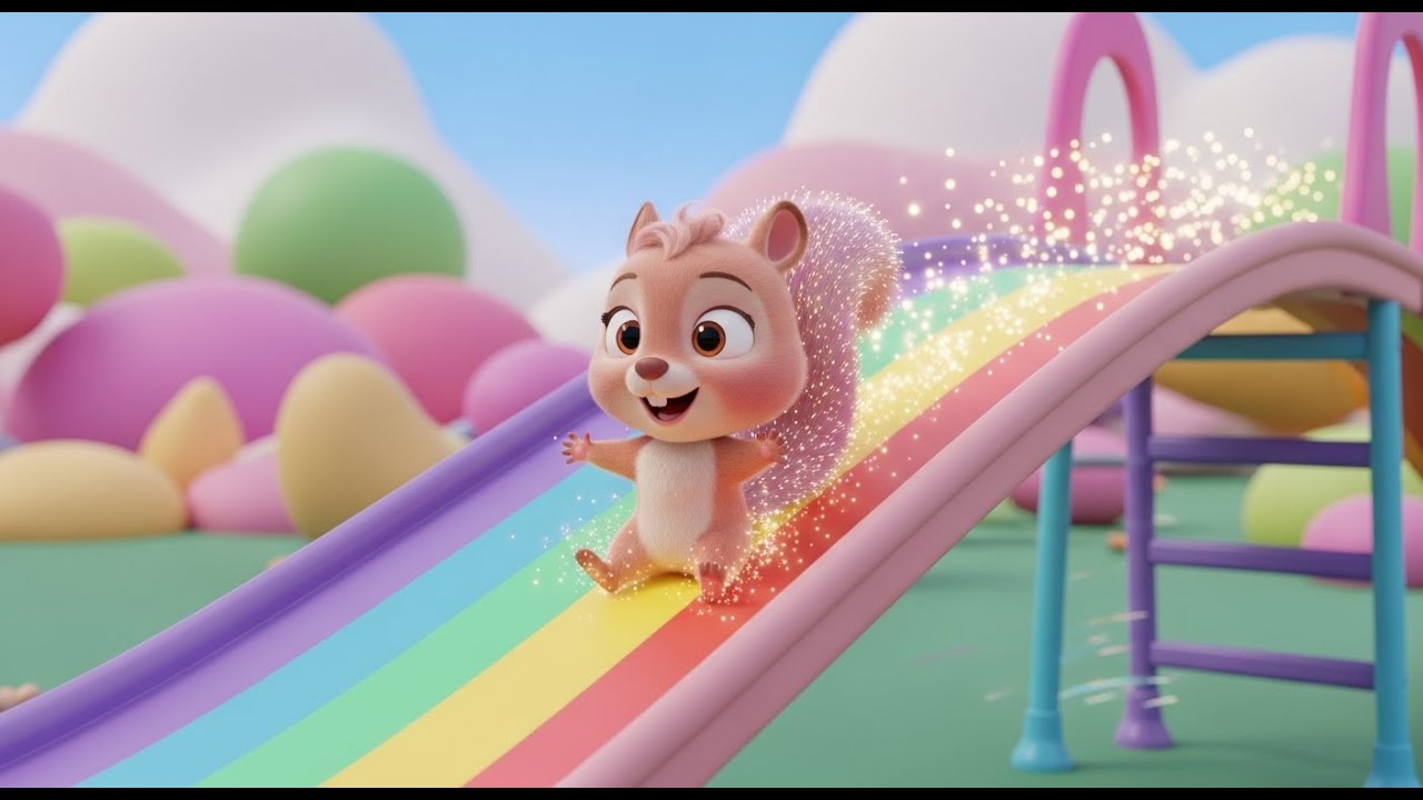 Sparkle Squirrel and the Rainbow Slide | Fun Color Adventure Rhyme for Kids | Nursery Rhymes