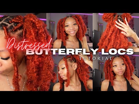 DIY SHORT DISTRESSED BUTTERFLY LOCS TUTORIAL 🦋❤️ | Crochet Method | Riyah My’Ani