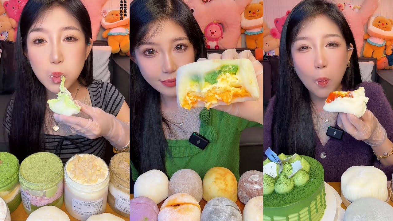 ASMR MUKBANG - MUBANG SOUND - GIANT MOCHI, COLORING MOCHI