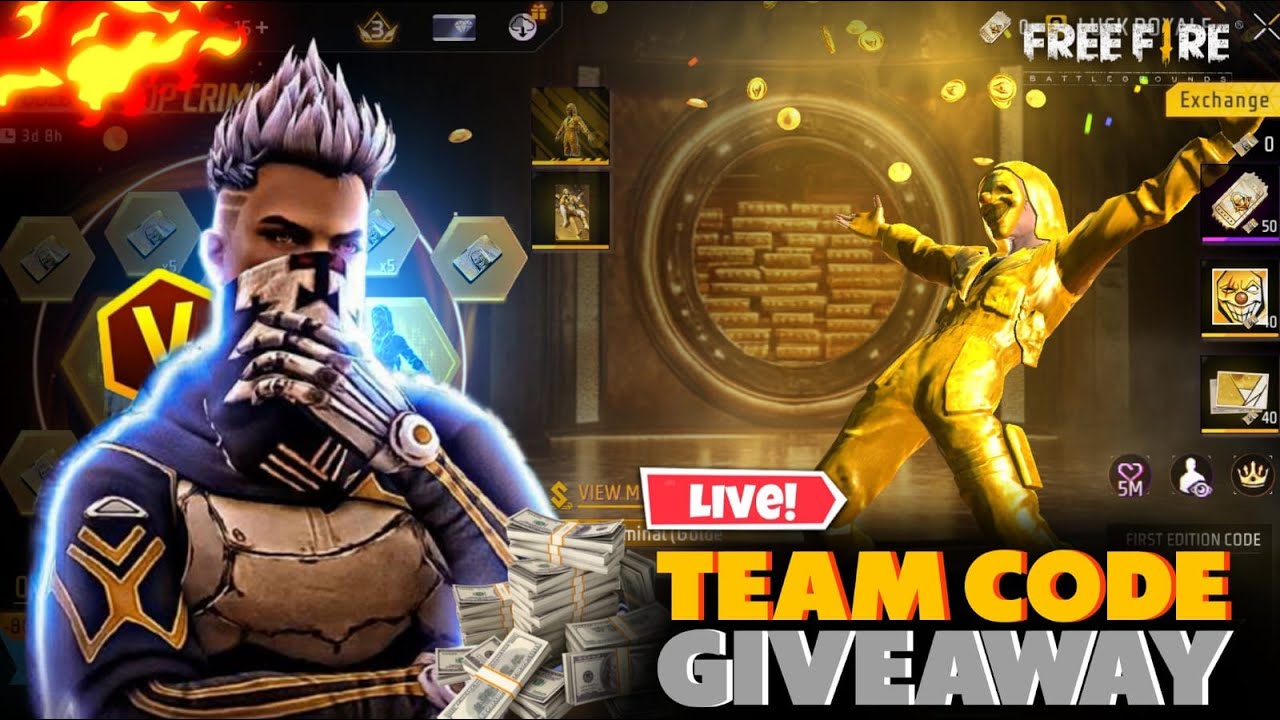 FREE FIRE LIVE CUSTOM ROOM GIVEAWAY | FF LIVE TEAM CODE GIVEAWAY | FF LIVE CUSTOM ROOM GIVEAWAY FF