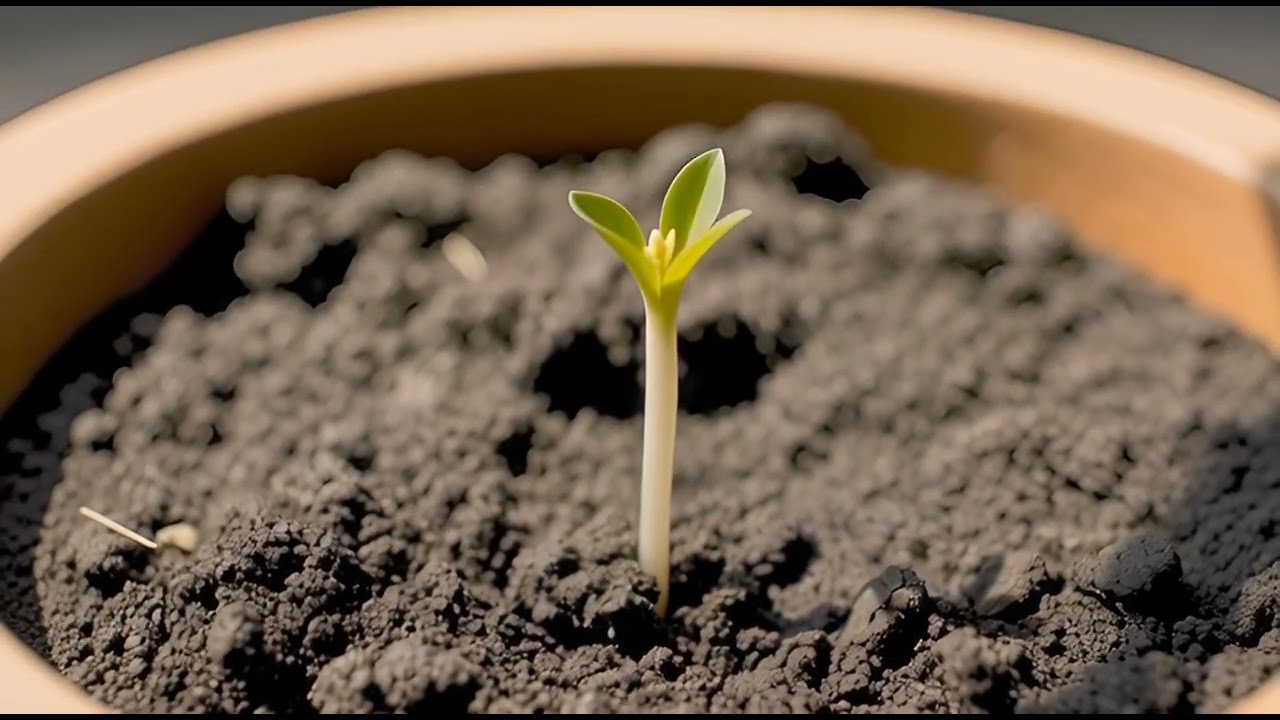 Timelapse of a Plant Growing From a Seedling in a Pot 