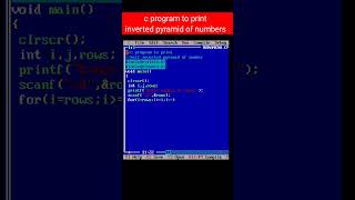 C program to print inverted pyramid of numbers. #csmarathicoaching