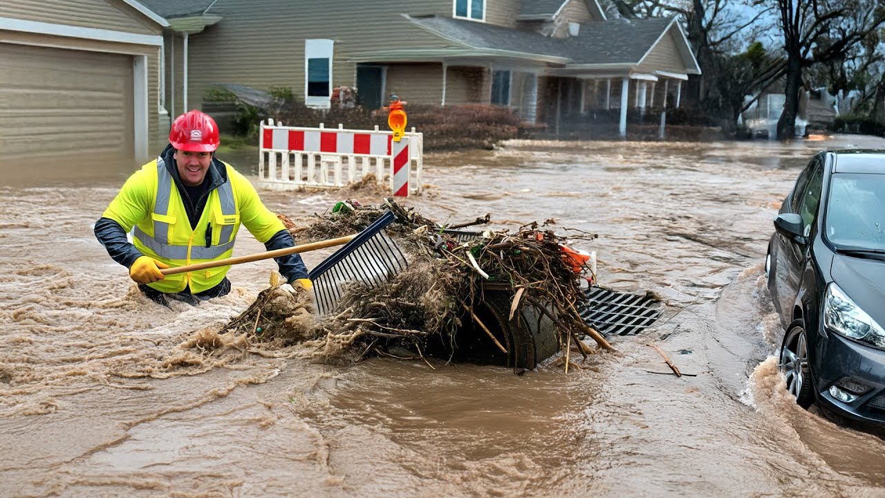 Street Saved From Flash Flood After Clearing Hidden Drain - YouTube