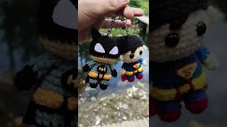 Crochet Batman & Superman Keychain