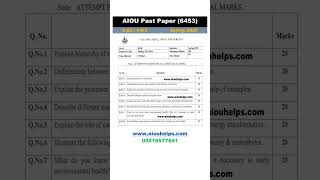 6453 B.Ed Spring 2025 AIOU Past Paper #AIOU #AIOUHELPS #6453PastPaper #BEdPastPaper #AIOUBEd