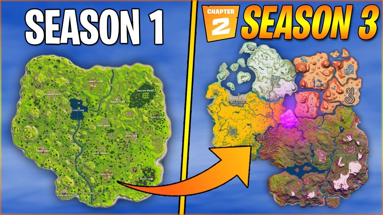 Evolution Of Fortnite Map Season 1 Season 3 Chapter 2 Season 13 Youtube