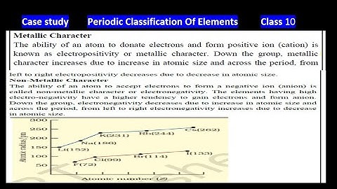 Case Study Class 10 Science Chemistry |  Case Study based on Periodic Classification of Elements