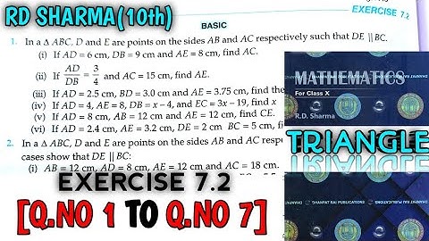 RD SHARMA CLASS 10 TRIANGLE EXERCISE-7.2[Q.NO-1 TO 7] MATH FEAR | CHAPTER 7 | CBSE