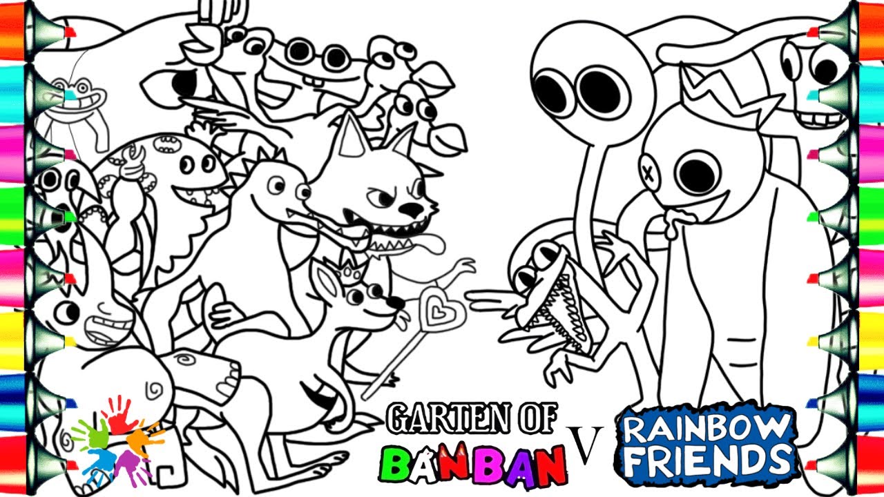 Garten Of Banban 3 VS Rainbow Friends Coloring Pages / How to Color  /Cartoon - On & On [NCS Release] 