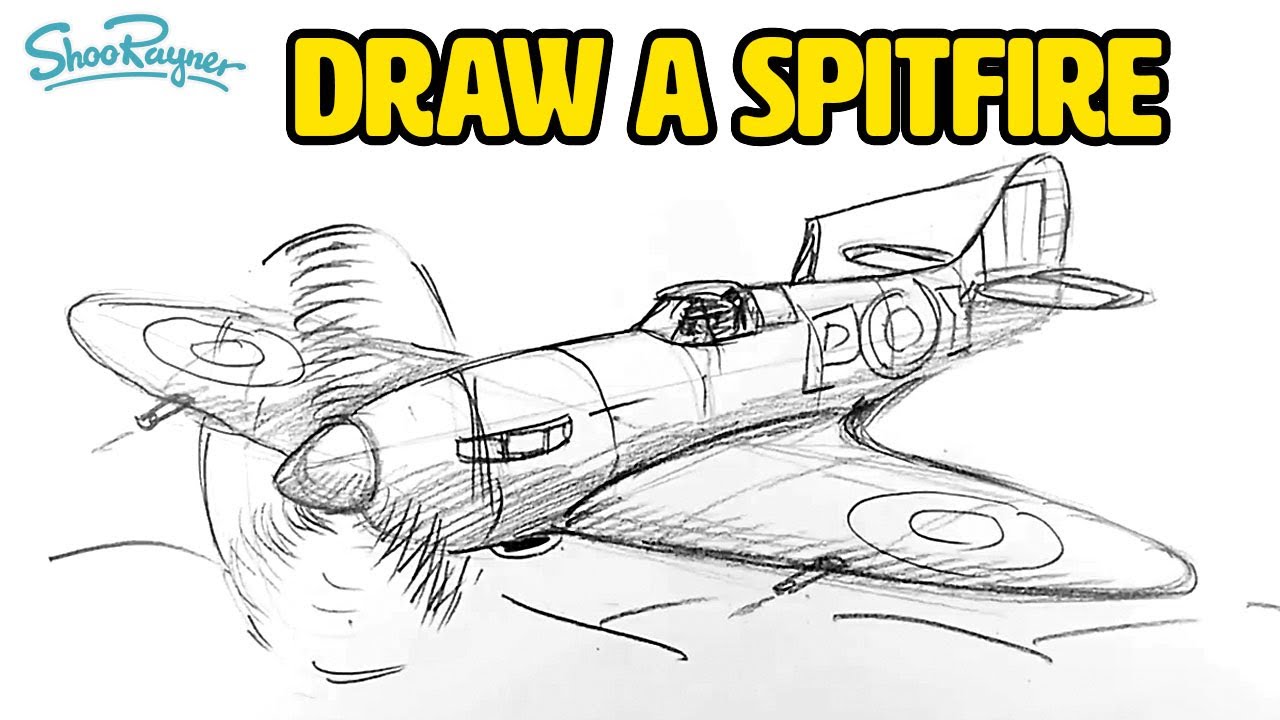 Spitfire Pencil Drawing by Neil Hipkiss, Aviation Artist of WW1 & WW2  Aircraft