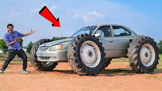 Giant Tractor Wheels in Car | हमने गाड़ी में लगा दिए ट्रैक्टर के टायर | Monster Car