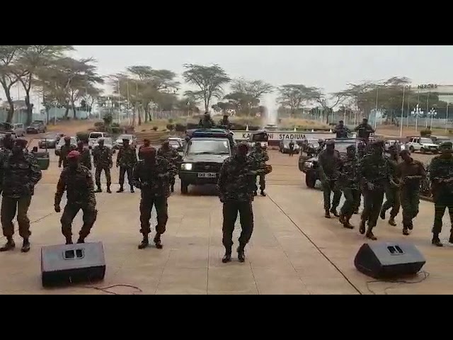 KDF soldiers dancing WABEBE gengetone song at Kasarani class=