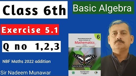 Class 6 Exercise 5.1 Q no 1,2,3 Ex 5.1 NBF Maths Federal Maths Basic Algebra Sir Nadeem Munawar