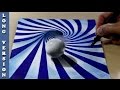 Ball in blue spiral, long version 3D Trick Art on Paper