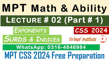 Basic Math & Ability CSS MPT 2024 | Lecture # 2 Part # 1 | MPT CSS 2024 Free Preparation | FPSC