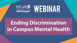 WEBINAR: Ending Discrimination on Campus: The Stanford Settlement & Future of College Mental Health