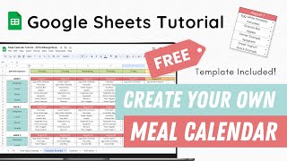 Meal Planner Calendar FREE Template - How to Create a Meal Calendar in Google Sheets Free Tutorial screenshot 4