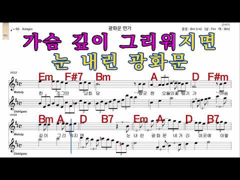 광화문연가  이문세  가수처럼 엠알로  악보  노래 하기  여자  Bm