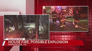 Crews battle house fire after reports of explosion in Fairfax County
