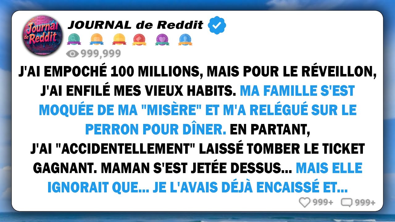 Ma mère m'a fait manger le dîner de Noël sur le porche... Un billet de loterie à 100 millions de...