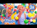 Blippi and layla jump in a ball pit 3 hours of indoor playground stories for kids