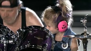 A little girl on stage with Metallica - Seek \& Destroy Live at Comerica Park in Detroit, 7 12 17