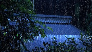 Rain Sounds for Sleeping - Goodbye insomnia with 10 Hours of Heavy Rain & Thunder in Forest at Night