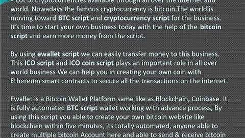 Bitcoin script | Ewallet script | Ico coin script