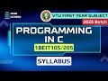 VTU Programming in C Syllabus 1BEIT105/205