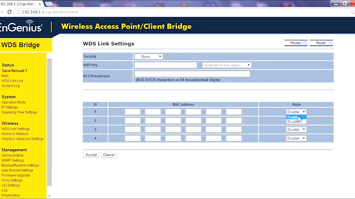 Setting Up a Point-to-Point Link using WDS Bridge Mode