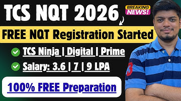🔥TCS NQT 2026 Registration Started! | Portal Not Working? | TCS FREE NQT 2026 |100% FREE Preparation