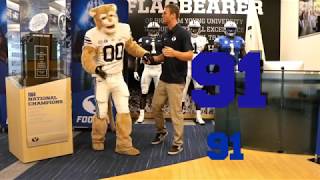 BYU's Mascot does 91 push-ups! (O.U.R. pushup challenge)