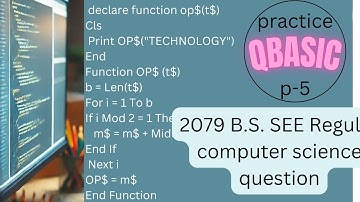 QBasic Programming practice with questions 2079 B.S. (Regular)for SEE Students (p-5)