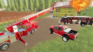 From camping to putting out HUGE fire with firetrucks | Farming Simulator 19 screenshot 4