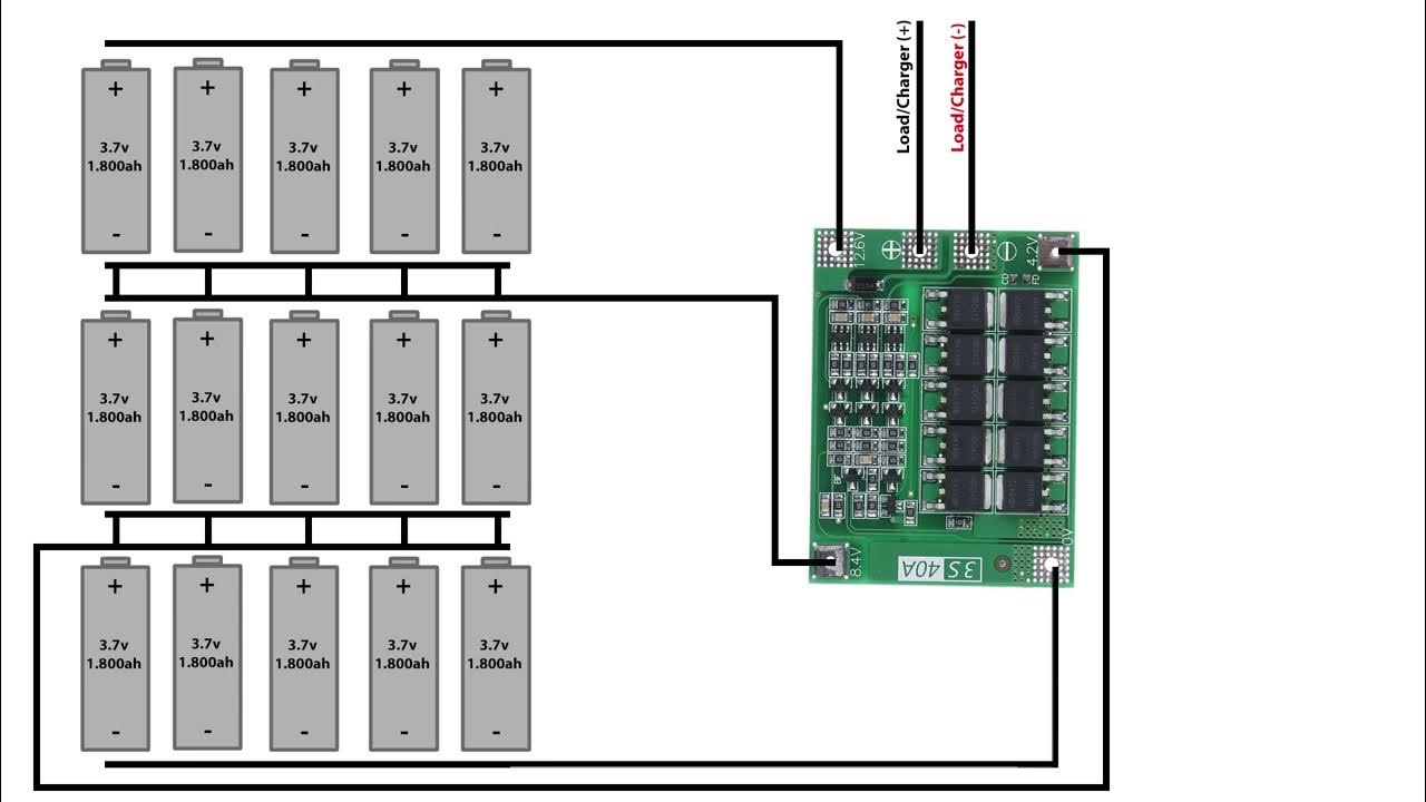 Skema wiring diagram untuk battery pack 3 seri x 5 parallel 18650
