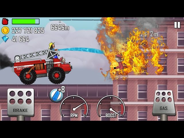 Hill Climb Racing - FIRE TRUCK rescue Police car in HIGHWAY Android  Gameplay 