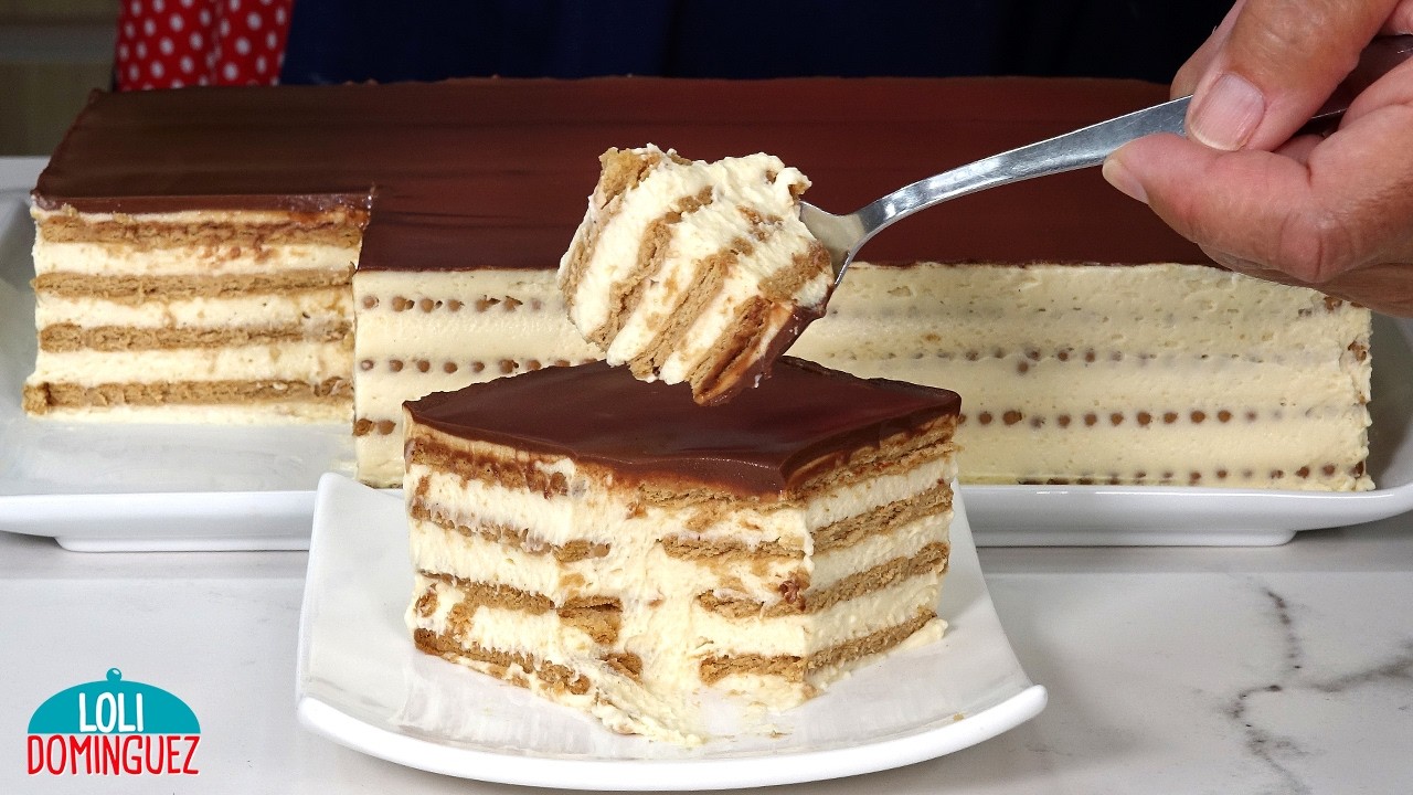 TARTA ESPONJOSA Y CREMOSA DE LA ABUELA (SIN HORNO). Receta fácil y rápida de hacer. DULCES - POSTRES